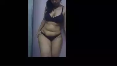 South Indian Monal’s black bra and panty show