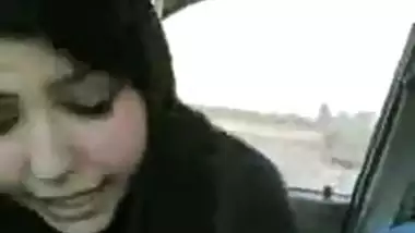 Desi Bhabhi sucking cock Eat Cum car BJ in UK hijab muslim