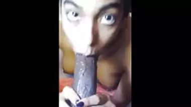 Pierced Indian GF HUGE BBC Sloppy Blowjob