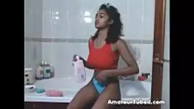 Beautiful and dusky Telugu girl bathing