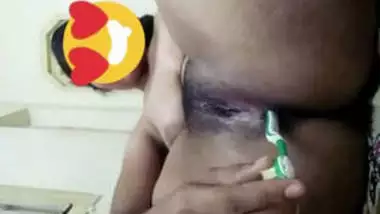 horny indian girl masturbation with toothbrush