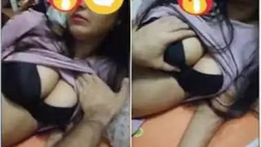 Teen from India sleeps but guy touches her XXX titties in a black bra